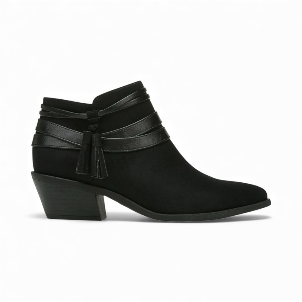 LifeStride Paloma Faux Suede Western Ankle Boots Zipper Black 9.5W Wide NEW - Picture 4 of 15